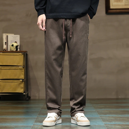 Brown men's comfortable relaxed fit drawstring pants. Ideal for casual fashion & everyday style.