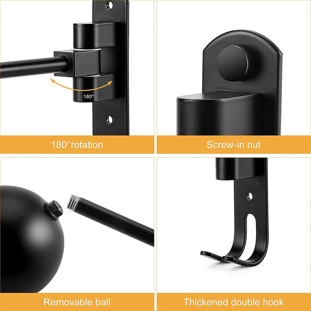 Stylish black motorcycle gear organizer: wall-mounted helmet rack with jacket hooks for home storage.