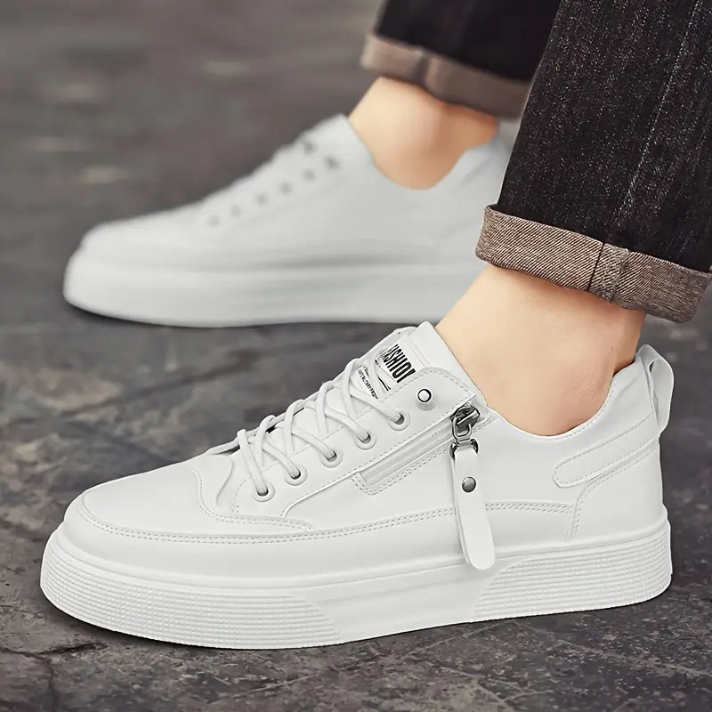 Comfortable black men's sneakers, modern lace-up design, ideal versatile footwear for everyday use.