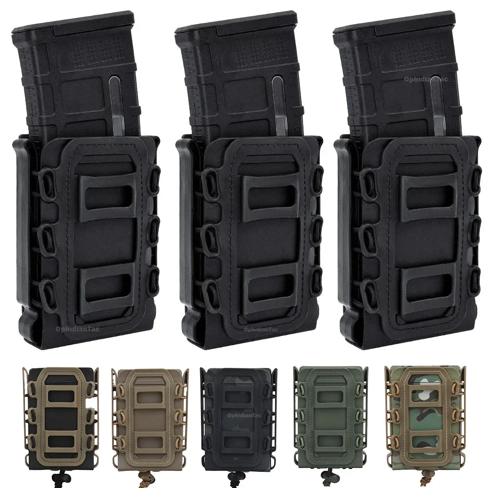 Black MOLLE Universal Fast Mag Pouch for tactical gear & airsoft. Quick draw design.