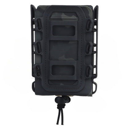 Rear view of a MOLLE Fast Mag Pouch, showcasing its versatile attachment to tactical gear.