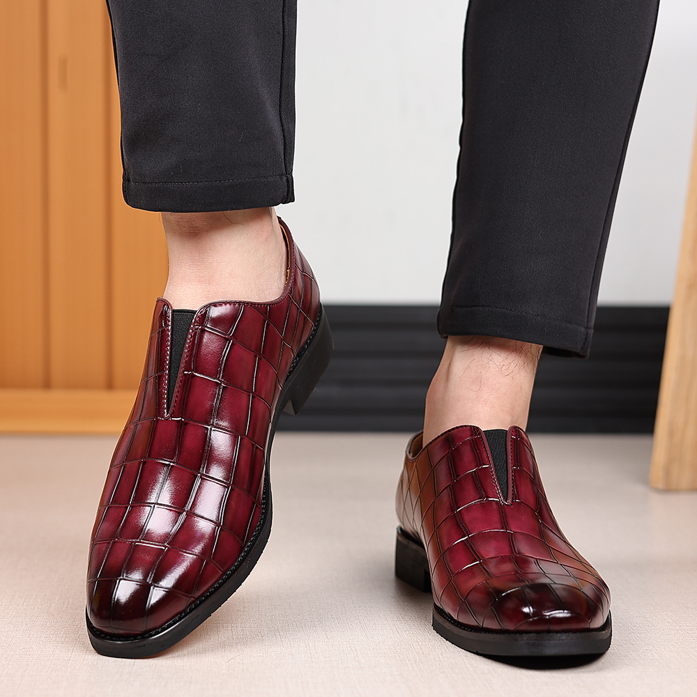 Modern black polished men's dress shoes, versatile for business, office & smart casual.
