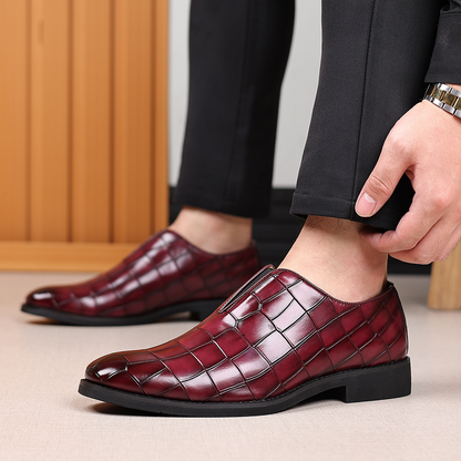 Elegant men's brown comfort dress shoes, perfect for wedding guests, groom & formal parties.