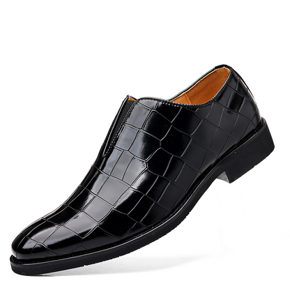 Sophisticated black men's dress shoes, comfort-focused for long business days & formal events.