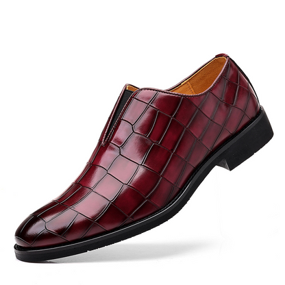 Men's polished brown dress shoes, a comfortable & elegant choice for any business or formal event.