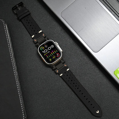 Durable brown leather smartwatch strap, a comfortable & stylish accessory for men and women.