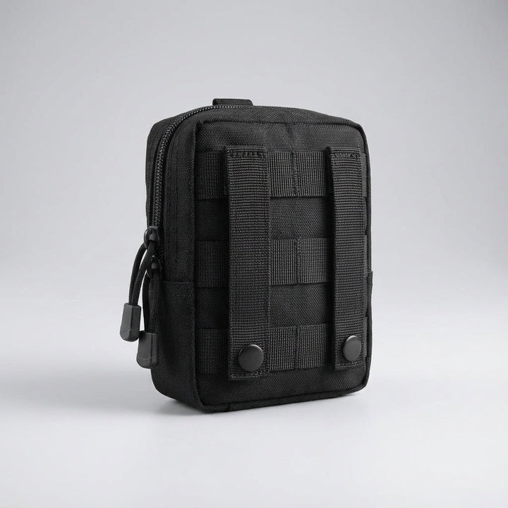 Compact tactical storage bag with MOLLE system for organizing outdoor essentials, camping, & travel gear.