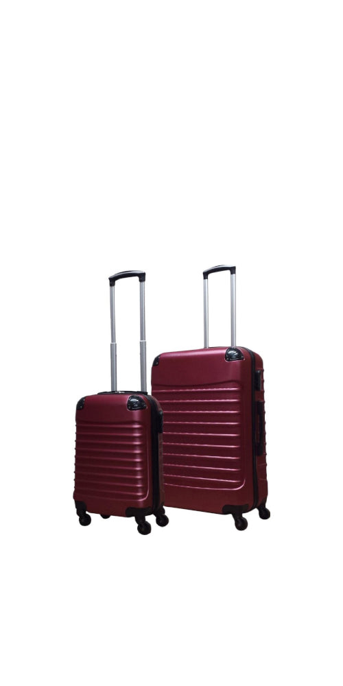 Black unisex 2-piece hardshell luggage set. Durable spinner suitcases for secure, easy travel.