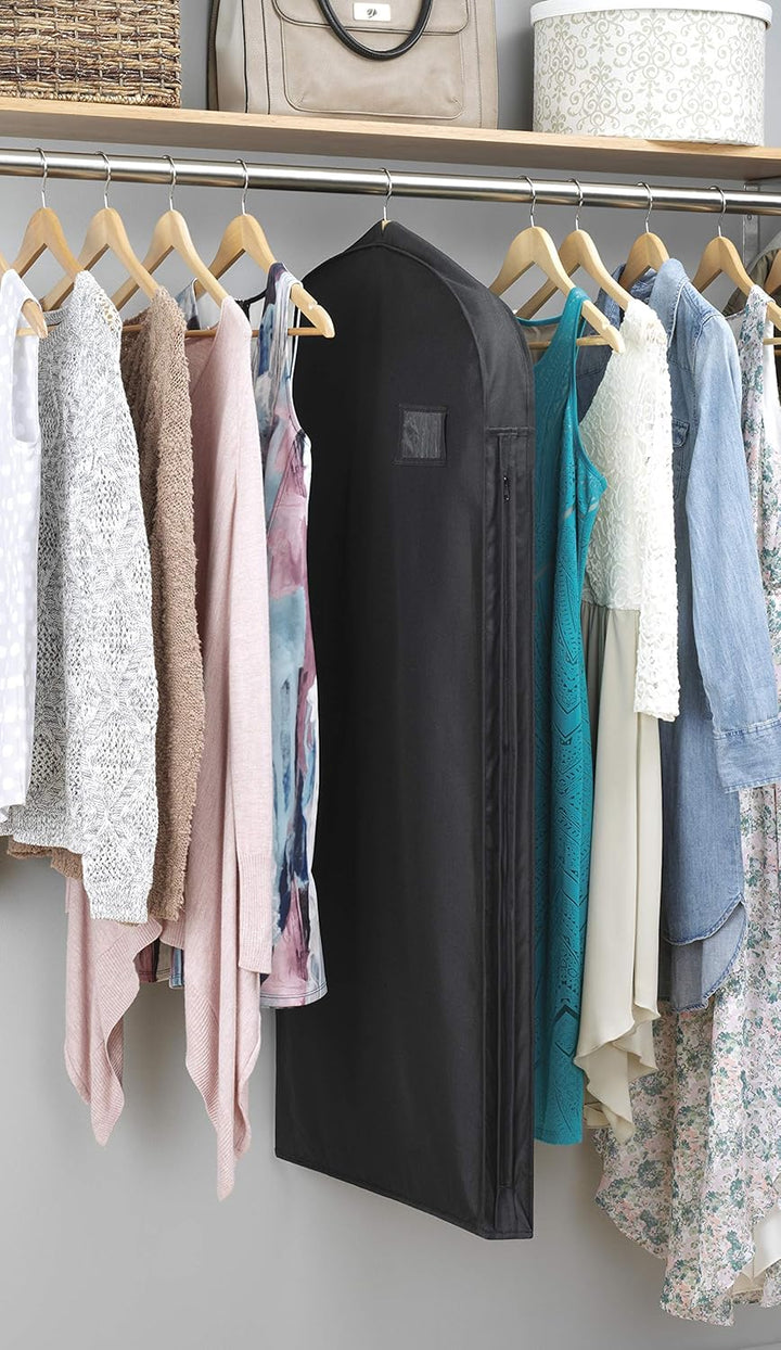 Zippered water-repellent dress bag with accessory pocket for organized travel.