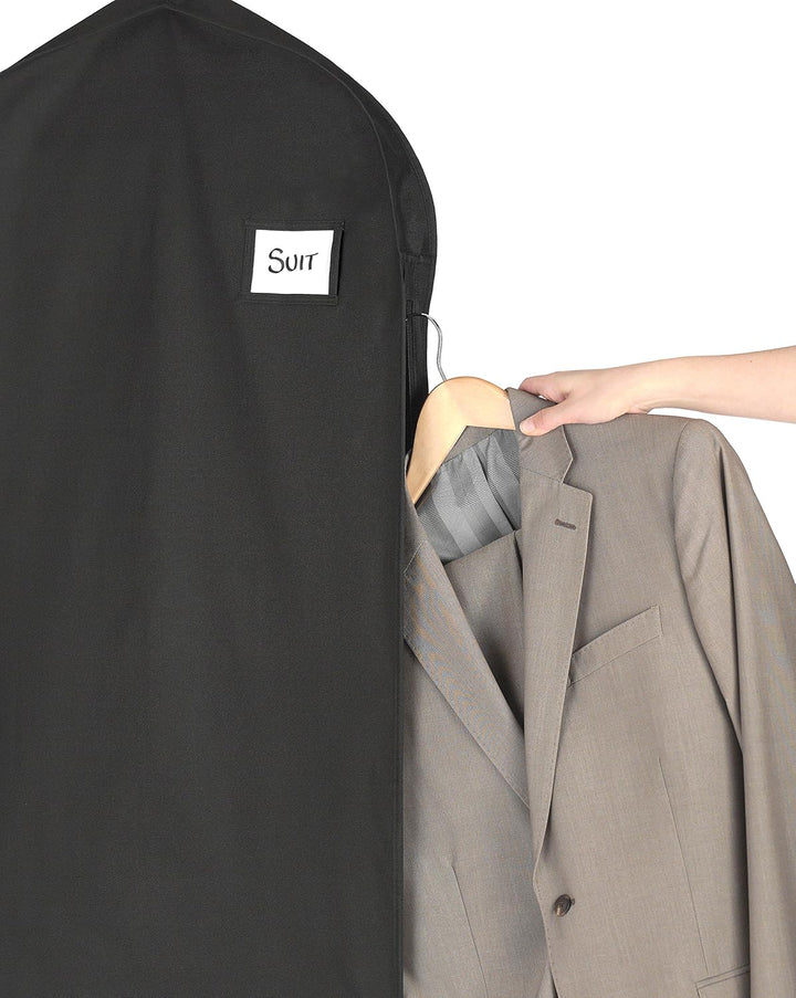 Durable water-repellent travel garment bag with zipper for long-lasting protection.