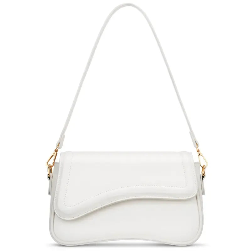 Ravello curved flap shoulder bag for women, made with soft vegan leather, an everyday sophisticated accessory.