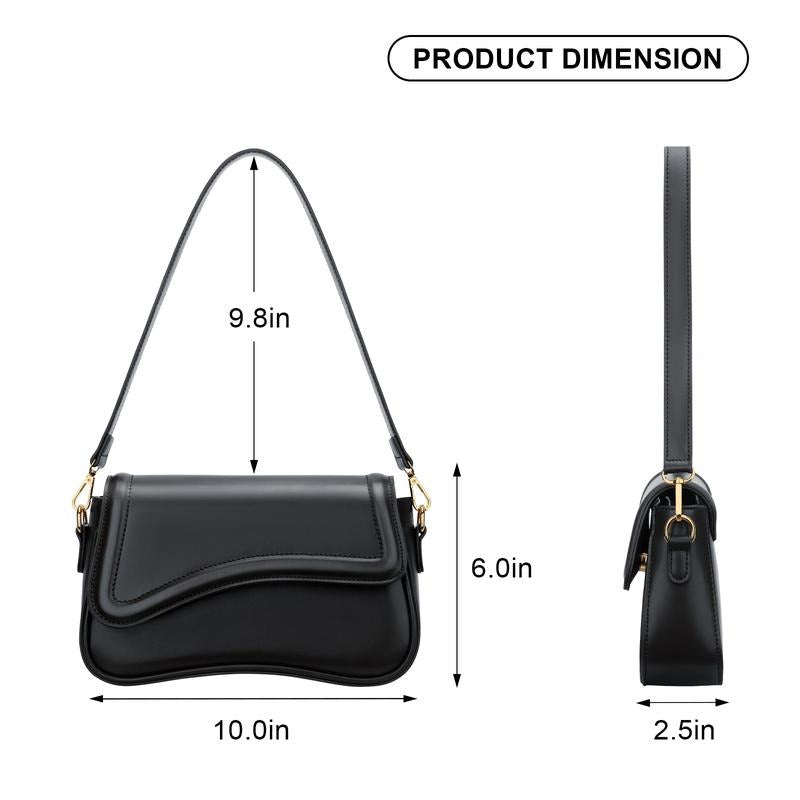 Sophisticated women's shoulder bag with a curved flap, Ravello design in vegan leather, perfect for daily use.