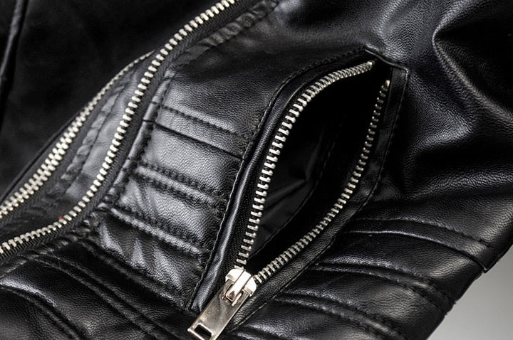 Edgy black women's biker jacket with sleek zippers. Chic outerwear, a versatile statement for spring & fall fashion.