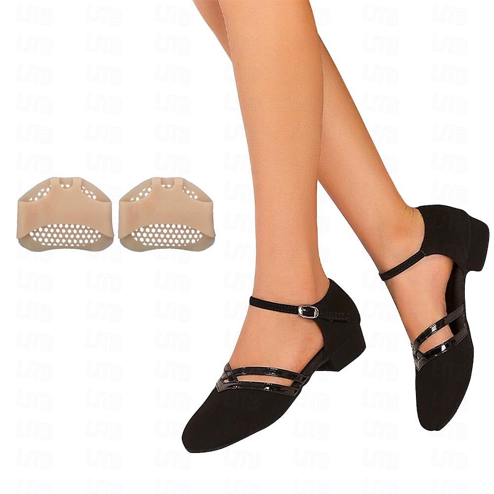 Elegant black women's dance shoes with ankle strap, comfortable for long studio or performance sessions.