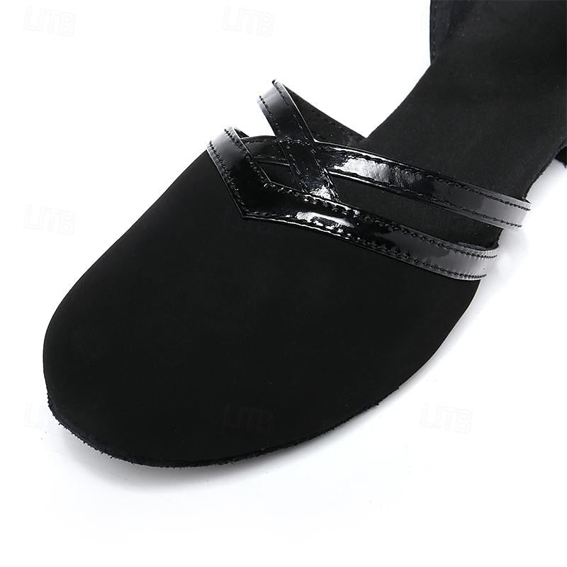 Versatile black women's dance shoes, suitable for Latin, ballroom, jazz, offering comfort & performance with block heel.