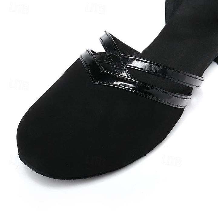 Versatile black women's dance shoes, suitable for Latin, ballroom, jazz, offering comfort & performance with block heel.
