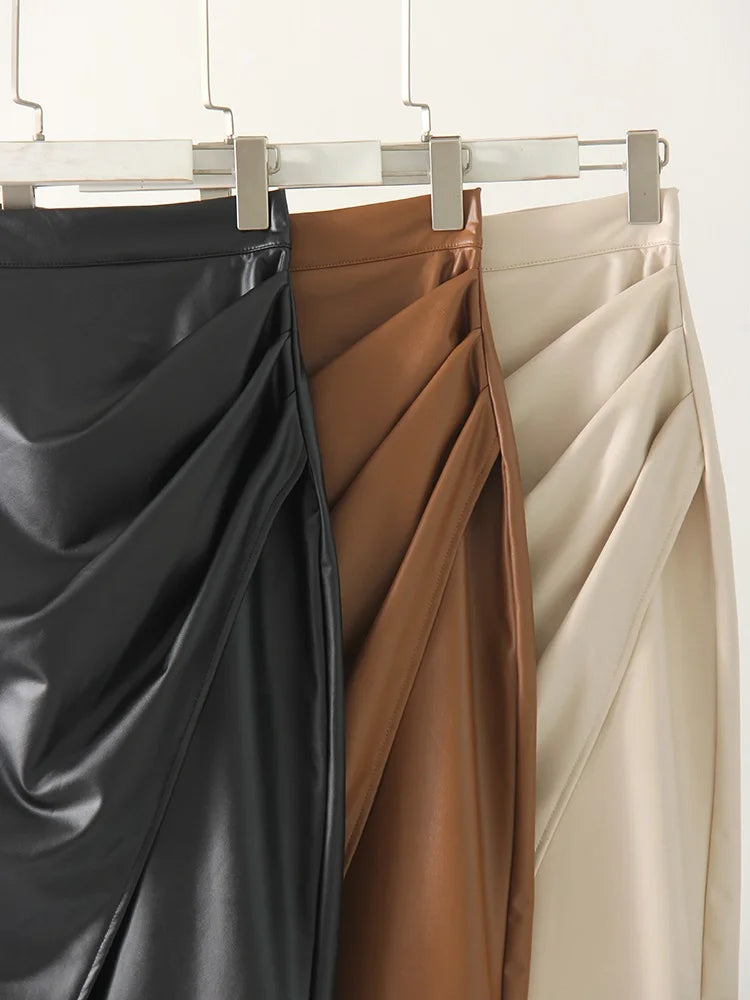 Elegant black sculpted wrap midi skirt for women, a versatile choice for office wear and romantic date nights.