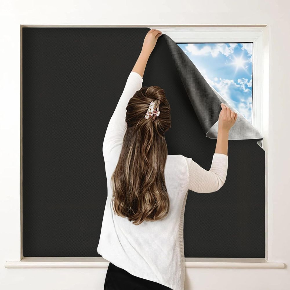 Blackout window shade for total light blockage & privacy in bedroom or home office.