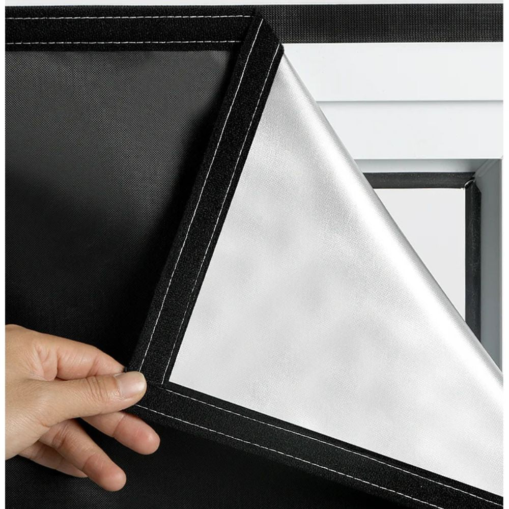 Easy-install static cling blackout shade offers room darkening, UV protection, and heat control.