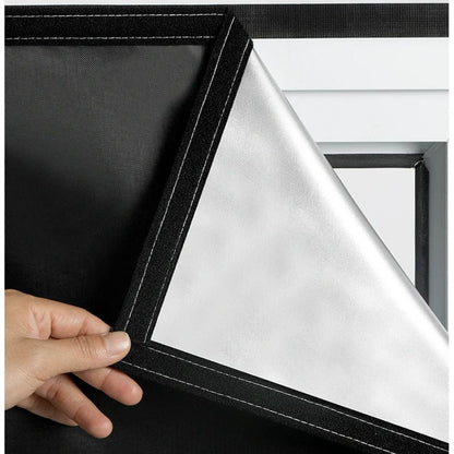 Easy-install static cling blackout shade offers room darkening, UV protection, and heat control.