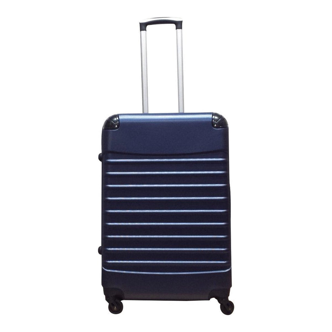 Travel-ready blue 2-piece ABS hardshell luggage set. Durable spinner suitcases with easy-to-remove wheels.