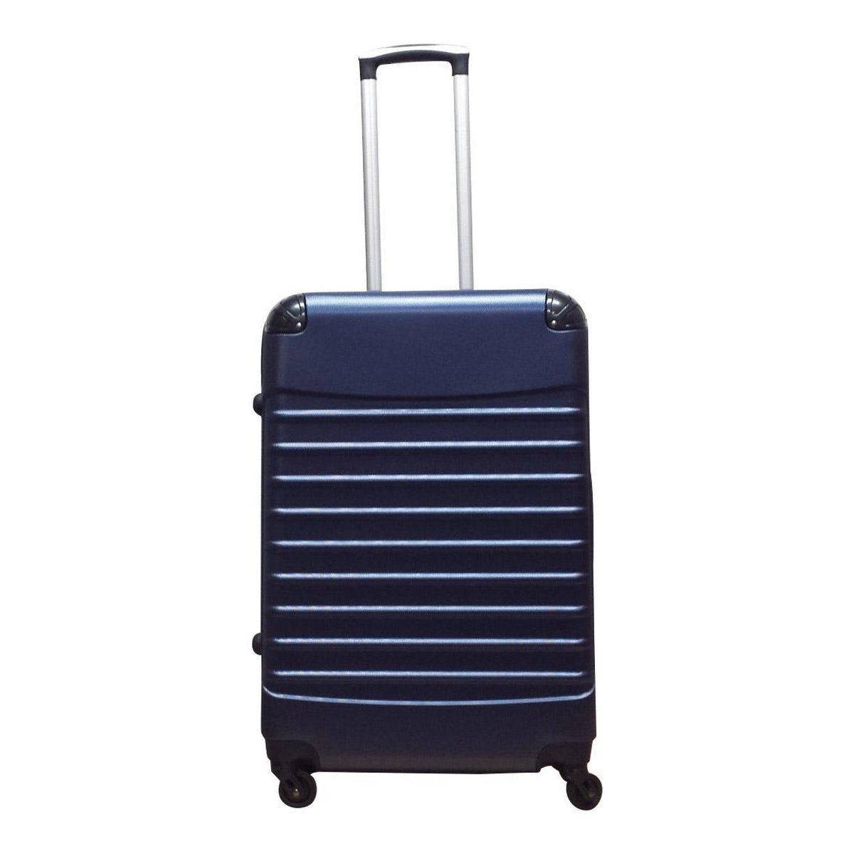 Travel-ready blue 2-piece ABS hardshell luggage set. Durable spinner suitcases with easy-to-remove wheels.