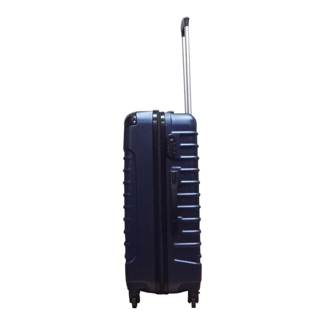 Complete 2-piece blue ABS hardshell luggage set. Durable suitcases with smooth spinner wheels for all travel.