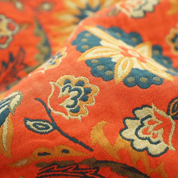 Cozy bohemian cotton throw blanket, versatile for living room or bedroom decor. Soft, all-season gift for home.