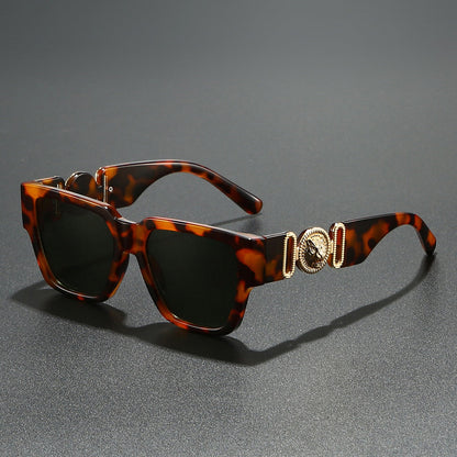 Bold unisex square frame sunglasses with UV400 protection. Trendy eyewear for summer fashion.