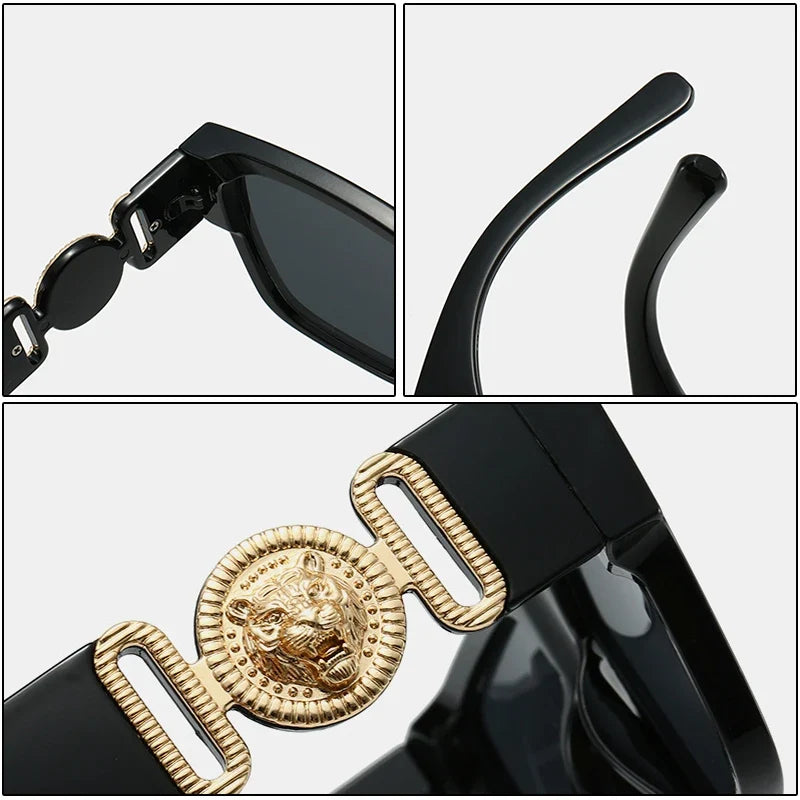 Modern square frame sunglasses with UV400 protection. Bold unisex design, perfect for any fashion statement.