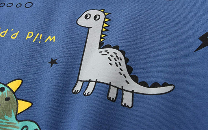 Cute dinosaur graphic print outfit set for boys, comfortable and stylish kids' clothing.