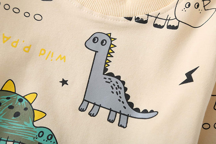 Easy-to-wear boys' dinosaur print outfit set, ideal for everyday casual wear and play.