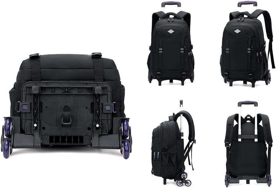 Durable boys' rolling school backpack & convertible trolley bag. Ideal kids' luggage for school, travel, with many pockets.