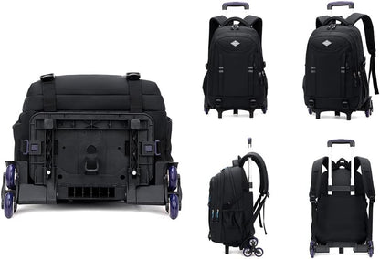 Durable boys' rolling school backpack & convertible trolley bag. Ideal kids' luggage for school, travel, with many pockets.