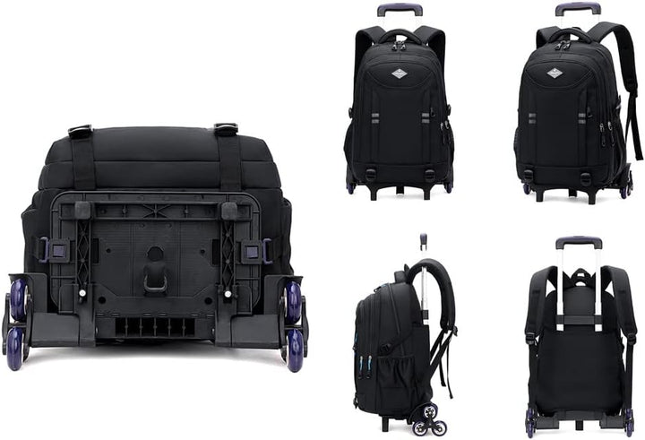 Durable boys' rolling school backpack & convertible trolley bag. Ideal kids' luggage for school, travel, with many pockets.