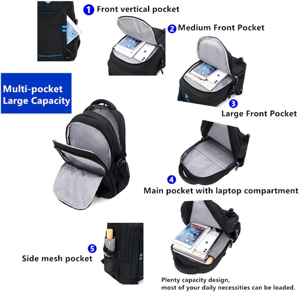 Multi-pocket rolling school backpack for boys. Convertible trolley bag, perfect for school, travel, and durable use.