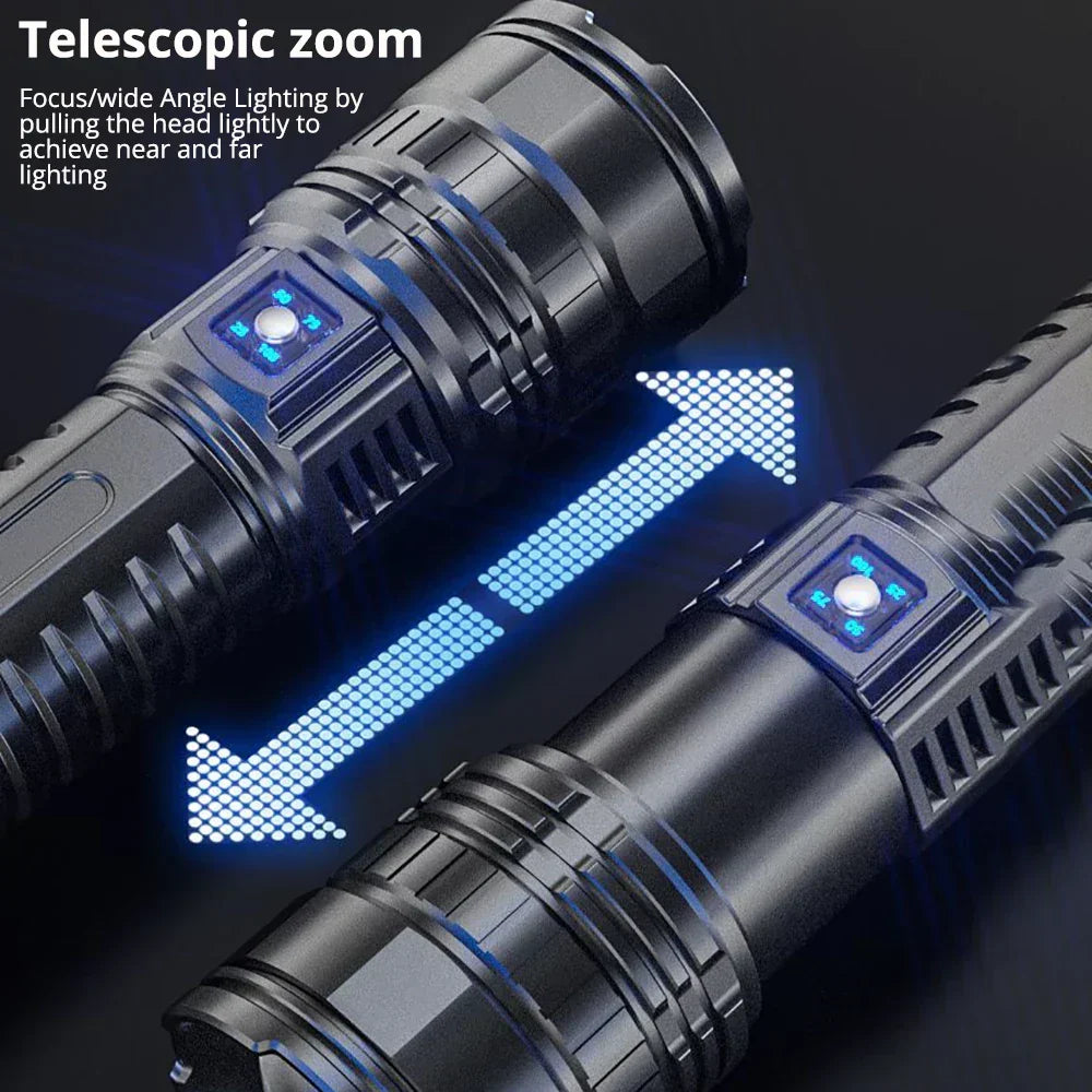 Powerful Striker 10000 Lumen LED flashlight for camping. Waterproof, durable, and reliable outdoor gear for adventures.