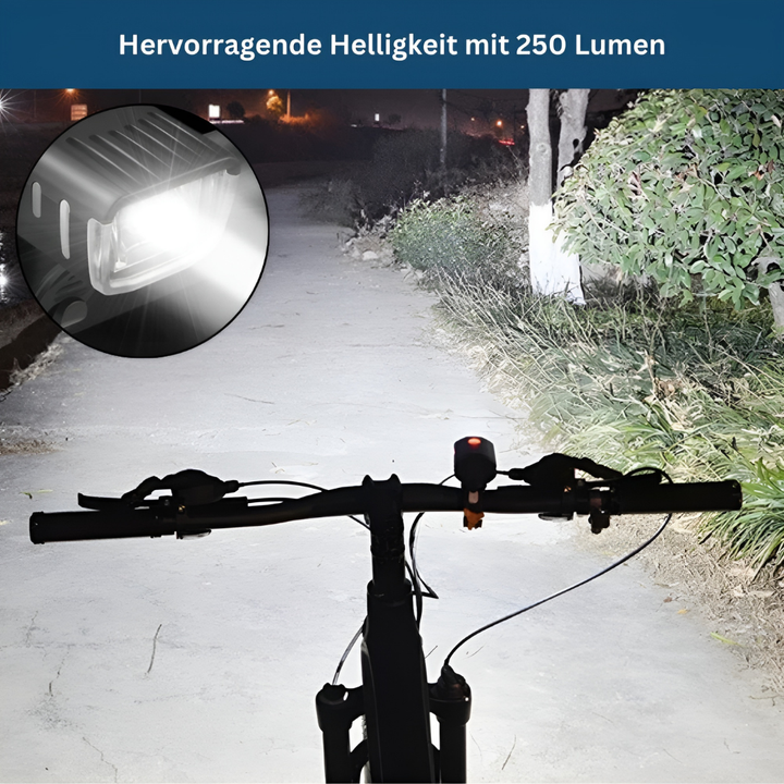 High-visibility LED bike light combo pack, front and rear for complete cycling safety