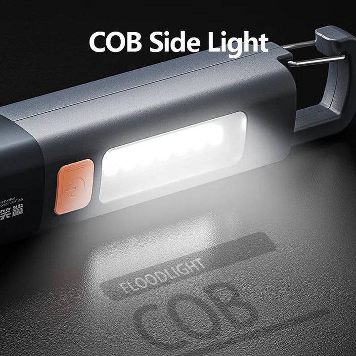 Portable yellow LED mini flashlight featuring super bright light, USB-C, great for outdoor emergencies