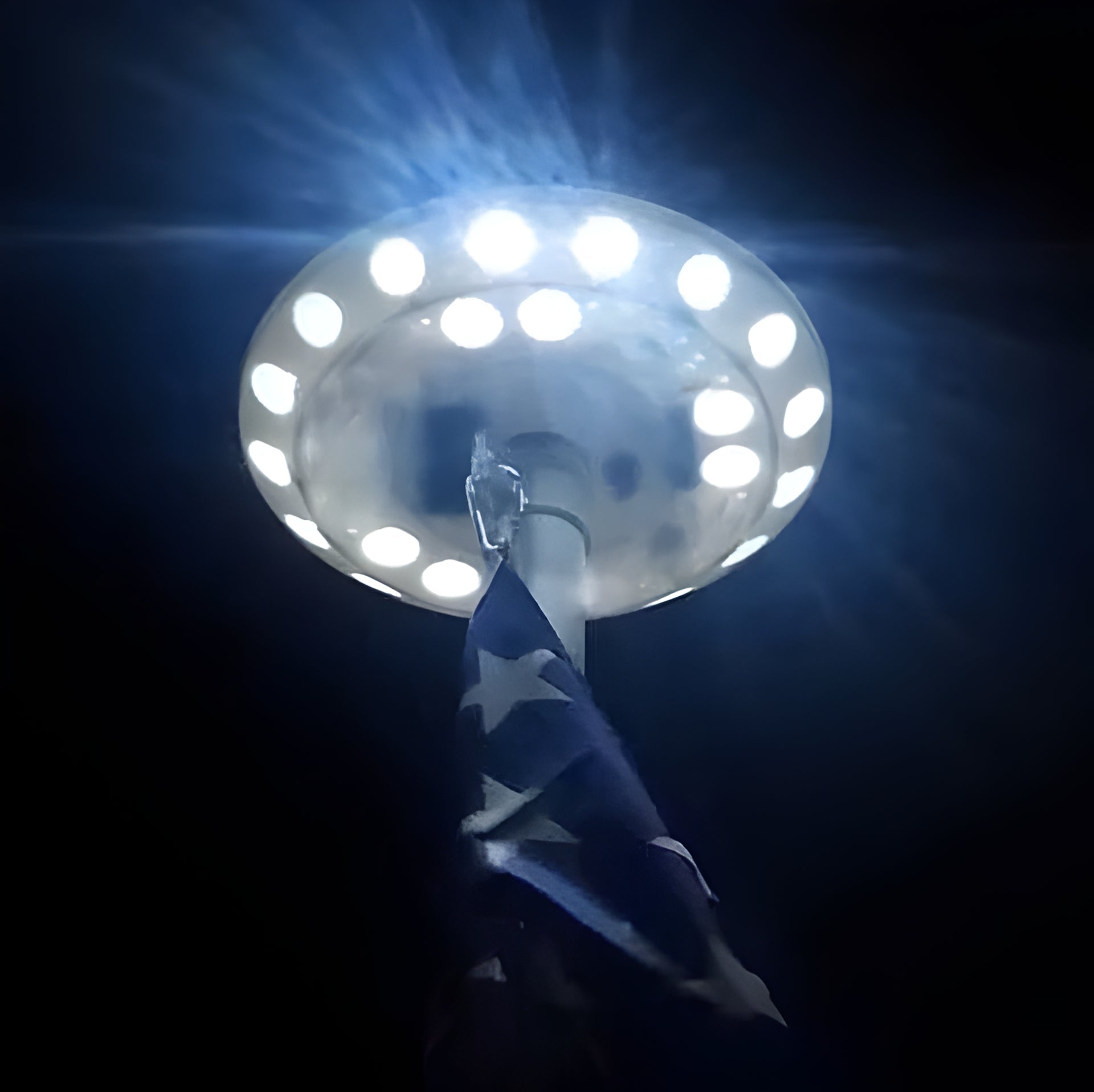 Energy-efficient solar flagpole light with LEDs for outdoor garden display. Waterproof, all-night flag illumination.