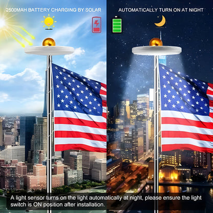 Long-lasting solar LED flagpole light for vibrant all-night flag illumination. Waterproof & energy-efficient outdoor.