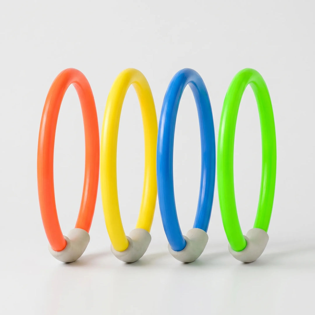 Kids' colorful pool diving toy set; great for underwater retrieve games & learning to swim.