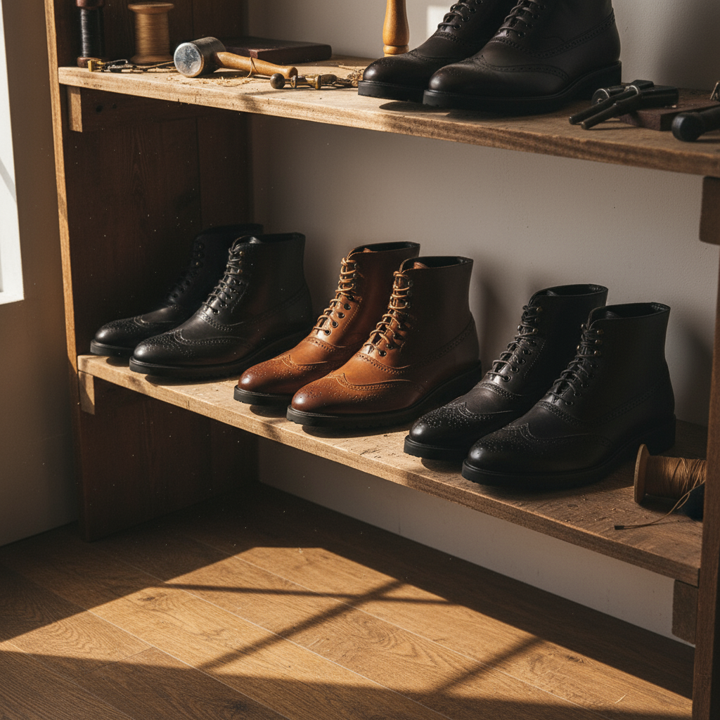 Premium brown full-grain leather men's boots, versatile design for both work and dress occasions.