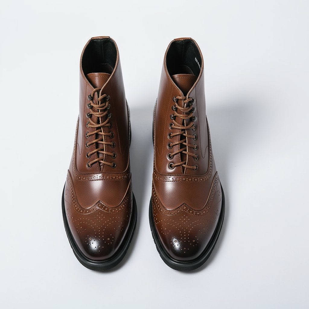 Men's durable black full-grain leather work boots with Goodyear welt for superior longevity and traction.
