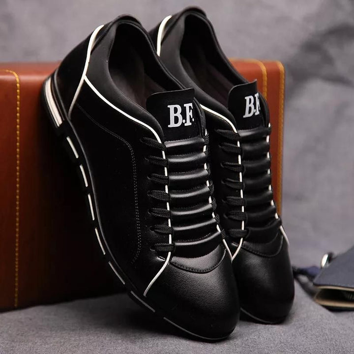 Red Dax casual sneakers with modern design, comfortable everyday men's footwear. Versatile lace-up shoes for street style.