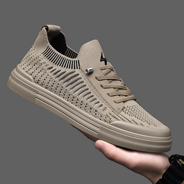 Sand lace-up men's athletic style sneakers, perfect for lightweight everyday comfort.