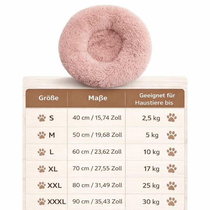 Cozy calming dog bed, ultra-soft & supportive. Plush pet lounger designed to relieve anxiety and provide comfort.