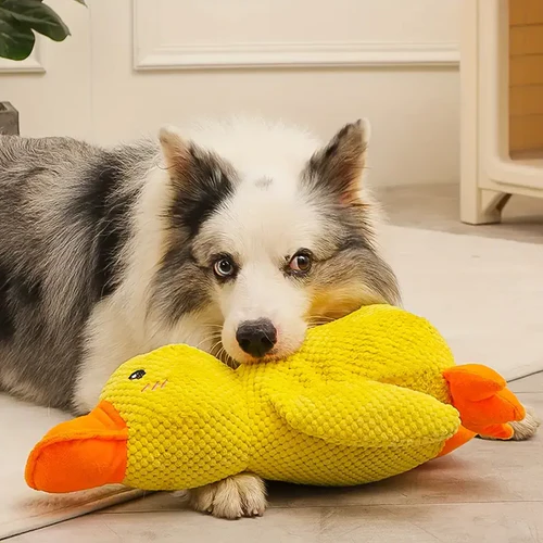 Durable duck dog toy, perfect for interactive play, chewing, and canine enrichment.