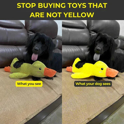 Interactive duck dog toy, a soft chewable companion for calming anxious pets.