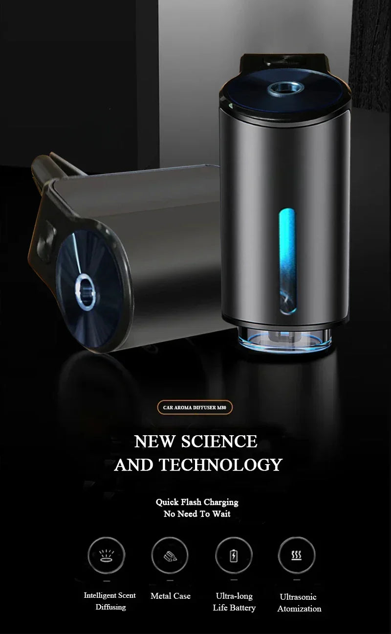 USB car humidifier provides moisture & pleasant fragrance.
